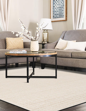 Beige and Ivory 9' x 12' Sabrina Soto Outdoor Rectangle Area Rug Weather Resistant for Patio, Deck, Terrace, Balcony, Porch Durable Carpet for Exterior Home Design for Sale at Rug Engine