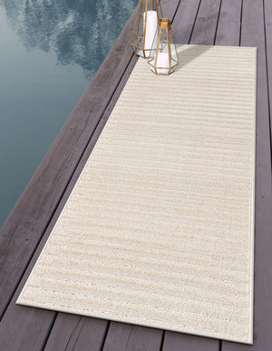 Beige and Ivory 2' 7 x 10' Sabrina Soto Outdoor Runner Area Rug Weather Resistant for Patio, Deck, Terrace, Balcony, Porch Durable Carpet for Exterior Home Design for Sale at Rug Engine