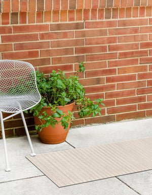 Beige and Ivory 2' 7 x 10' Sabrina Soto Outdoor Runner Area Rug Weather Resistant for Patio, Deck, Terrace, Balcony, Porch Durable Carpet for Exterior Home Design for Sale at Rug Engine