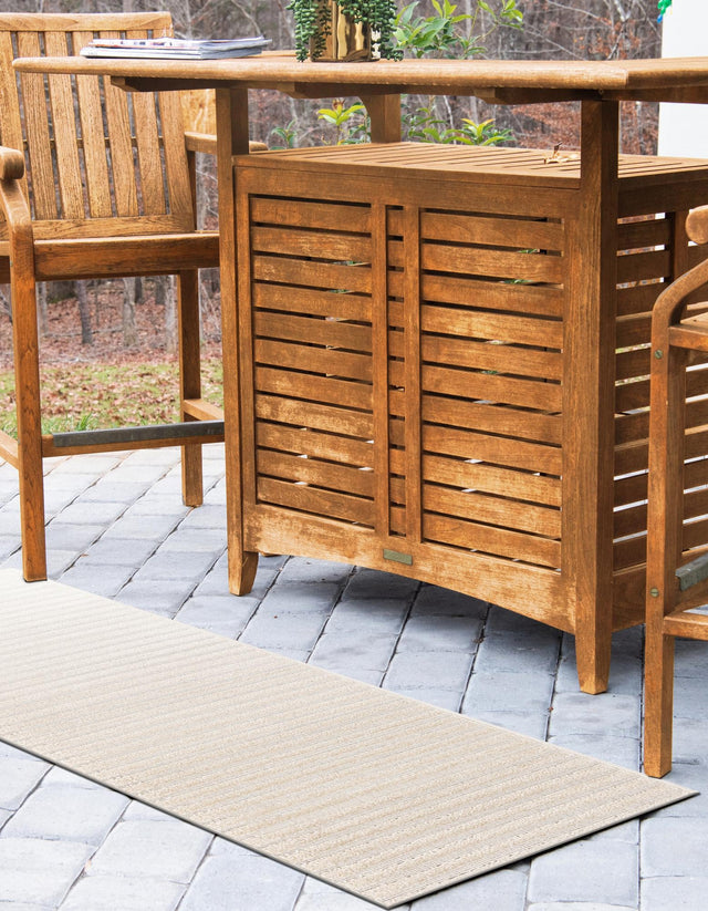 Beige and Ivory 2' 7 x 10' Sabrina Soto Outdoor Runner Area Rug Weather Resistant for Patio, Deck, Terrace, Balcony, Porch Durable Carpet for Exterior Home Design for Sale at Rug Engine