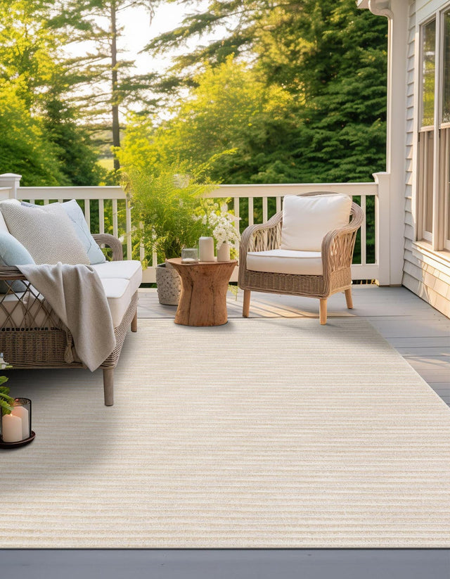 Beige and Ivory 7' 10 x 7' 10 Sabrina Soto Outdoor Square Area Rug Weather Resistant for Patio, Deck, Terrace, Balcony, Porch Durable Carpet for Exterior Home Design for Sale at Rug Engine