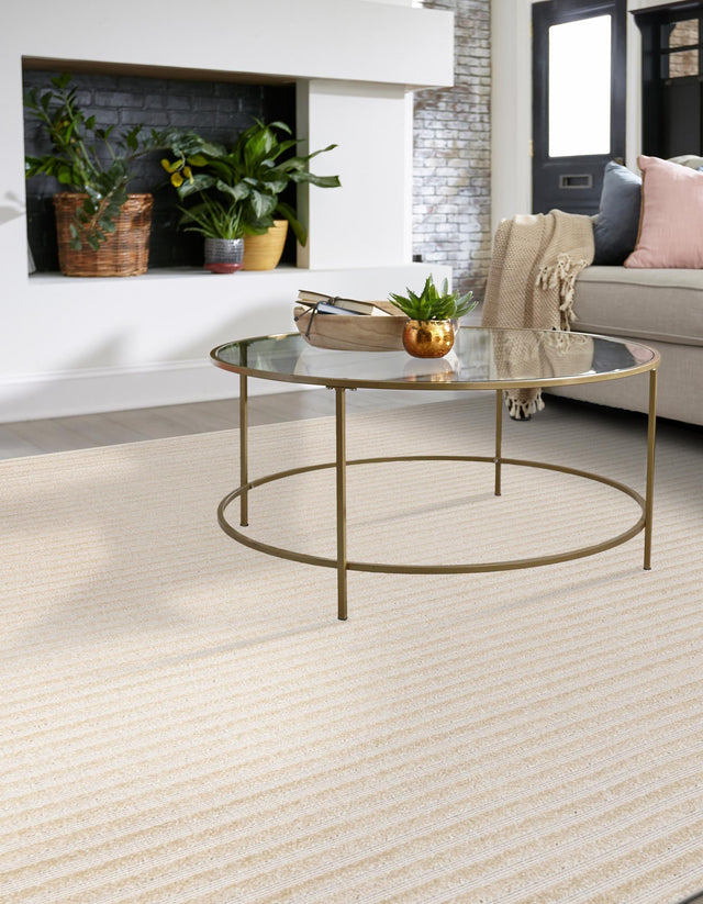 Beige and Ivory 10' x 10' Sabrina Soto Outdoor Square Area Rug Weather Resistant for Patio, Deck, Terrace, Balcony, Porch Durable Carpet for Exterior Home Design for Sale at Rug Engine