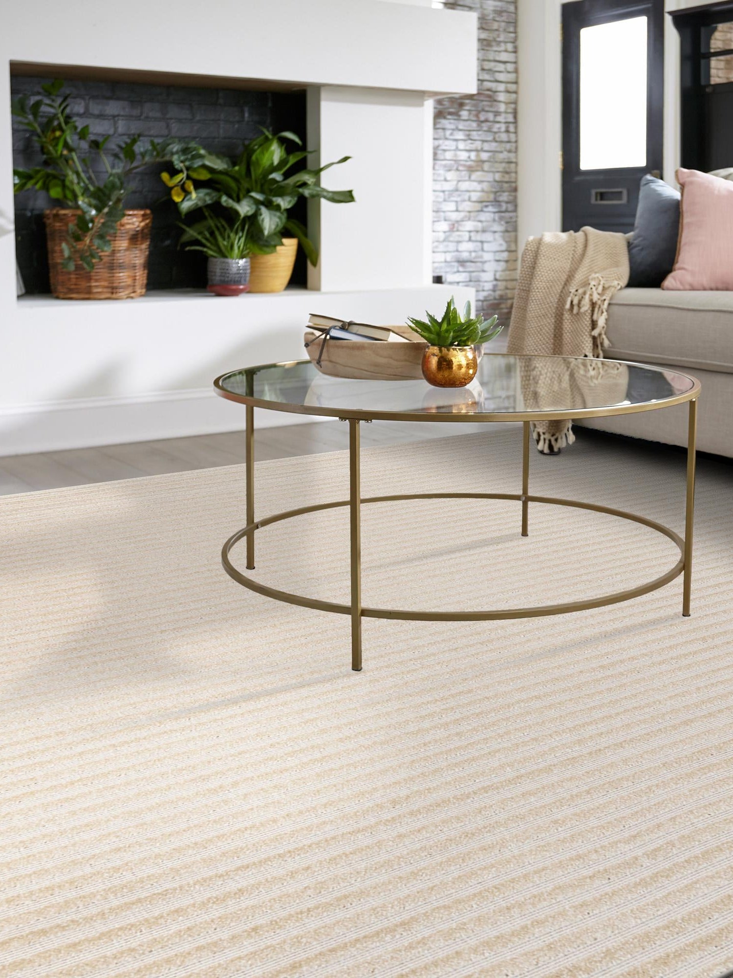 Beige and Ivory 7' 10 x 7' 10 Sabrina Soto Outdoor Square Area Rug Weather Resistant for Patio, Deck, Terrace, Balcony, Porch Durable Carpet for Exterior Home Design for Sale at Rug Engine