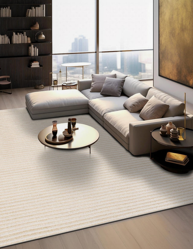 Beige and Ivory 7' 10 x 7' 10 Sabrina Soto Outdoor Square Area Rug Weather Resistant for Patio, Deck, Terrace, Balcony, Porch Durable Carpet for Exterior Home Design for Sale at Rug Engine