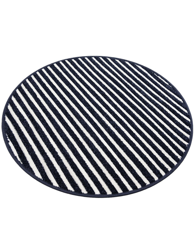 Navy Blue 3' 1 x 3' 1 Sabrina Soto Outdoor Round Area Rug Weather Resistant for Patio, Deck, Terrace, Balcony, Porch Durable Carpet for Exterior Home Design for Sale at Rug Engine