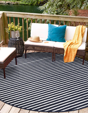 Navy Blue 5' 1 x 5' 1 Sabrina Soto Outdoor Round Area Rug Weather Resistant for Patio, Deck, Terrace, Balcony, Porch Durable Carpet for Exterior Home Design for Sale at Rug Engine