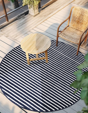 Navy Blue 3' 1 x 3' 1 Sabrina Soto Outdoor Round Area Rug Weather Resistant for Patio, Deck, Terrace, Balcony, Porch Durable Carpet for Exterior Home Design for Sale at Rug Engine