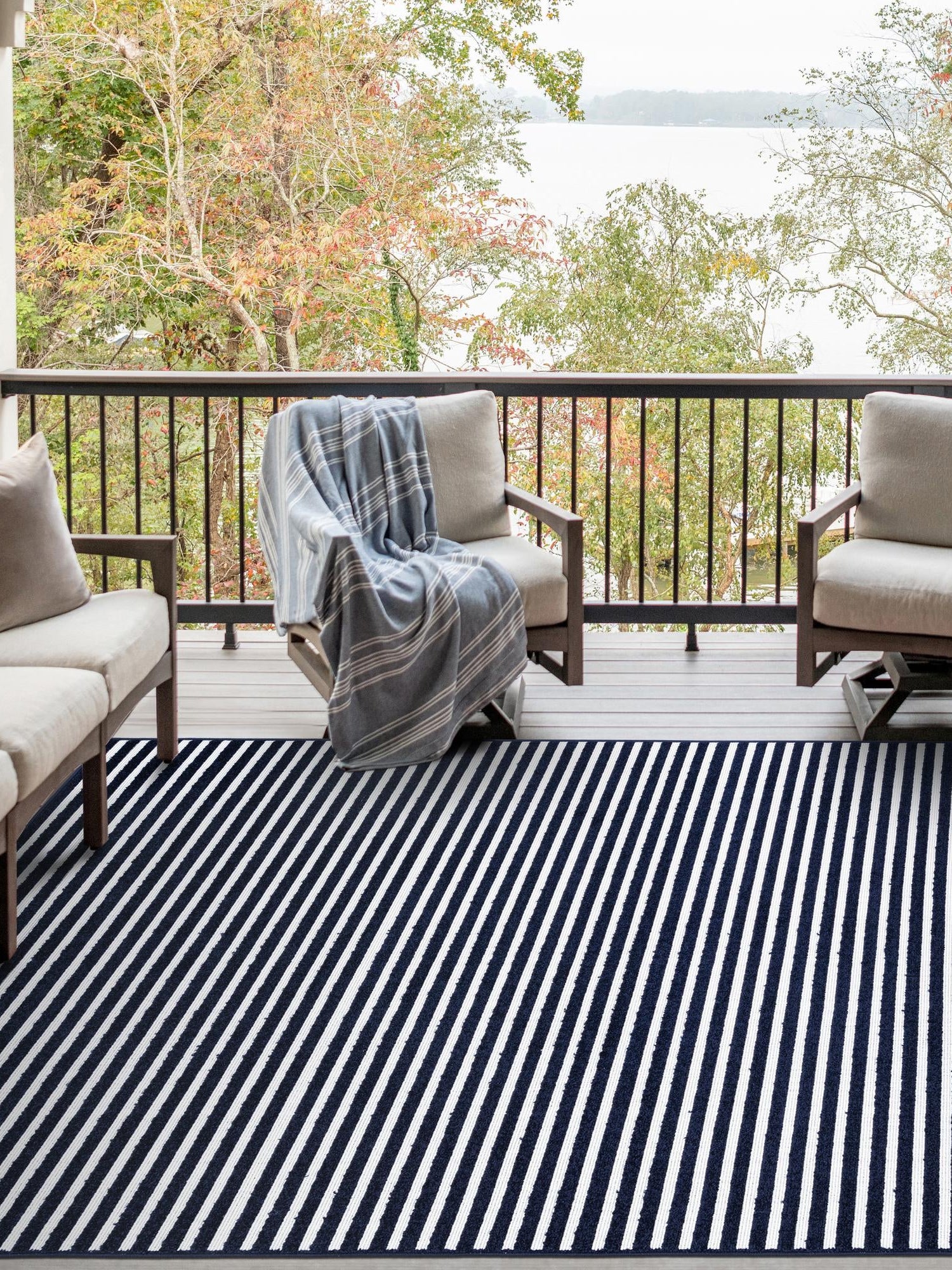 Navy Blue 6' 1 x 9' Sabrina Soto Outdoor Rectangle Area Rug Weather Resistant for Patio, Deck, Terrace, Balcony, Porch Durable Carpet for Exterior Home Design for Sale at Rug Engine