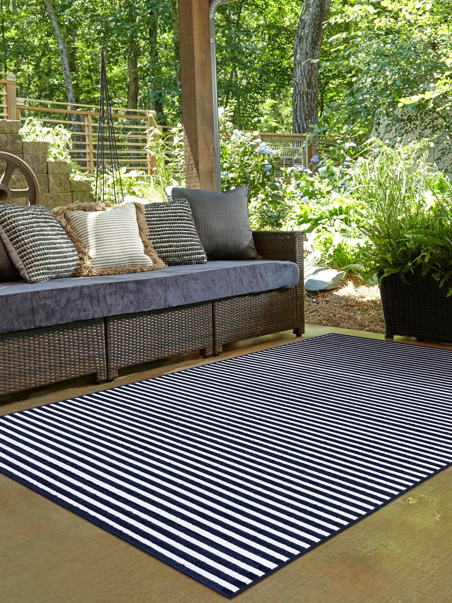 Navy Blue 6' 1 x 9' Sabrina Soto Outdoor Rectangle Area Rug Weather Resistant for Patio, Deck, Terrace, Balcony, Porch Durable Carpet for Exterior Home Design for Sale at Rug Engine