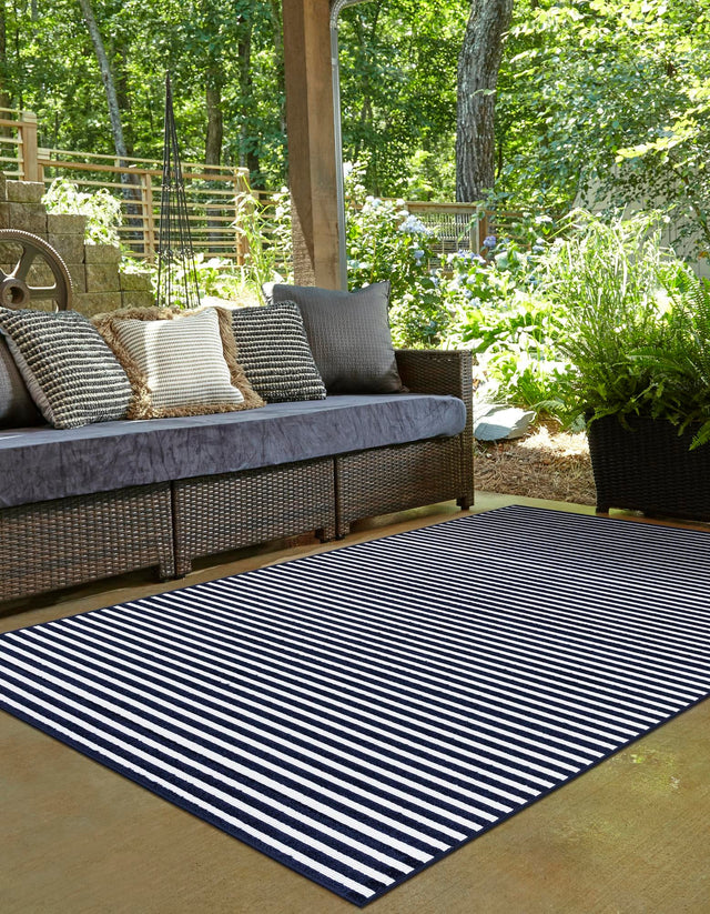 Navy Blue 5' 1 x 8' Sabrina Soto Outdoor Rectangle Area Rug Weather Resistant for Patio, Deck, Terrace, Balcony, Porch Durable Carpet for Exterior Home Design for Sale at Rug Engine