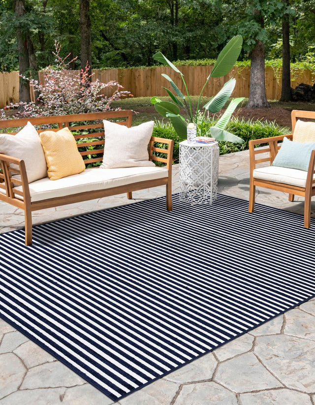 Navy Blue 7' 10 x 10' Sabrina Soto Outdoor Rectangle Area Rug Weather Resistant for Patio, Deck, Terrace, Balcony, Porch Durable Carpet for Exterior Home Design for Sale at Rug Engine