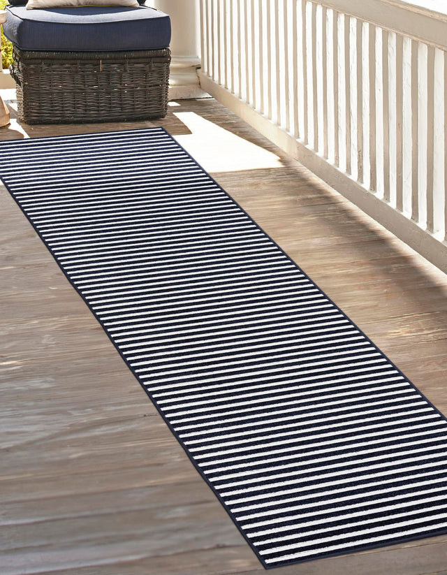 Navy Blue 2' x 8' Sabrina Soto Outdoor Runner Area Rug Weather Resistant for Patio, Deck, Terrace, Balcony, Porch Durable Carpet for Exterior Home Design for Sale at Rug Engine