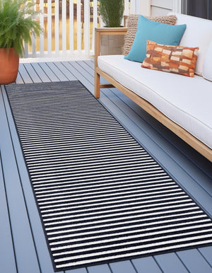 Navy Blue 2' 7 x 12' Sabrina Soto Outdoor Runner Area Rug Weather Resistant for Patio, Deck, Terrace, Balcony, Porch Durable Carpet for Exterior Home Design for Sale at Rug Engine