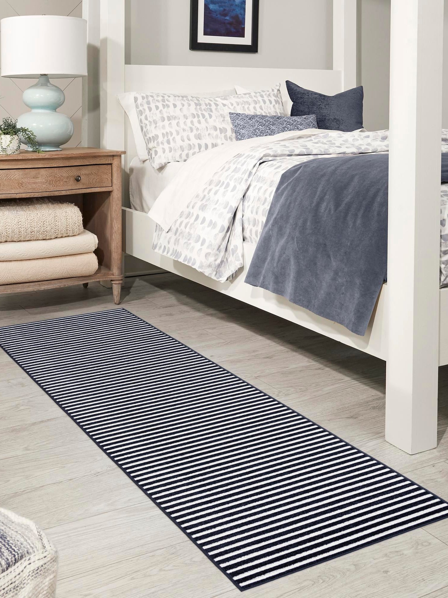 Navy Blue 2' x 6' 1 Sabrina Soto Outdoor Runner Area Rug Weather Resistant for Patio, Deck, Terrace, Balcony, Porch Durable Carpet for Exterior Home Design for Sale at Rug Engine