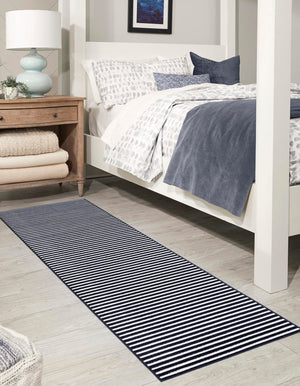 Navy Blue 2' x 8' Sabrina Soto Outdoor Runner Area Rug Weather Resistant for Patio, Deck, Terrace, Balcony, Porch Durable Carpet for Exterior Home Design for Sale at Rug Engine