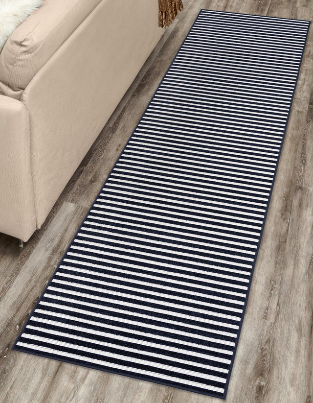 Navy Blue 2' 7 x 12' Sabrina Soto Outdoor Runner Area Rug Weather Resistant for Patio, Deck, Terrace, Balcony, Porch Durable Carpet for Exterior Home Design for Sale at Rug Engine