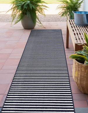 Navy Blue 2' 7 x 12' Sabrina Soto Outdoor Runner Area Rug Weather Resistant for Patio, Deck, Terrace, Balcony, Porch Durable Carpet for Exterior Home Design for Sale at Rug Engine