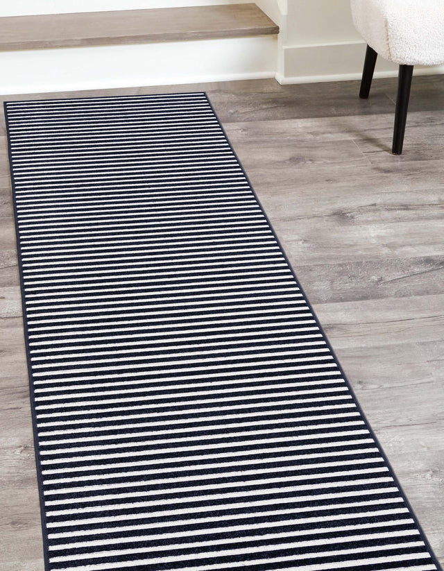 Navy Blue 2' 7 x 12' Sabrina Soto Outdoor Runner Area Rug Weather Resistant for Patio, Deck, Terrace, Balcony, Porch Durable Carpet for Exterior Home Design for Sale at Rug Engine
