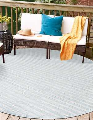 Light Blue 7' 10 x 7' 10 Sabrina Soto Outdoor Round Area Rug Weather Resistant for Patio, Deck, Terrace, Balcony, Porch Durable Carpet for Exterior Home Design for Sale at Rug Engine