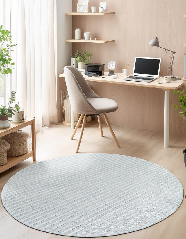 Light Blue 3' 1 x 3' 1 Sabrina Soto Outdoor Round Area Rug Weather Resistant for Patio, Deck, Terrace, Balcony, Porch Durable Carpet for Exterior Home Design for Sale at Rug Engine