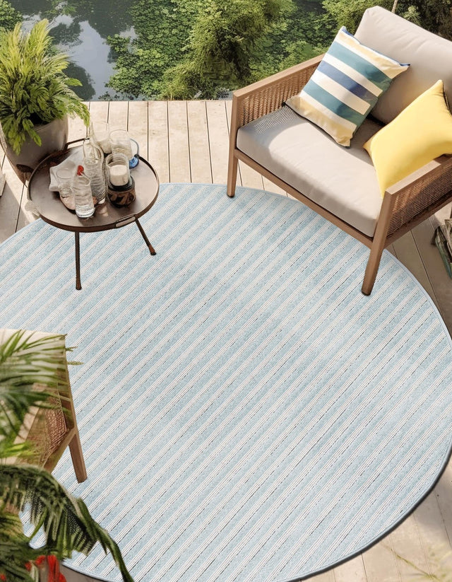 Light Blue 7' 10 x 7' 10 Sabrina Soto Outdoor Round Area Rug Weather Resistant for Patio, Deck, Terrace, Balcony, Porch Durable Carpet for Exterior Home Design for Sale at Rug Engine