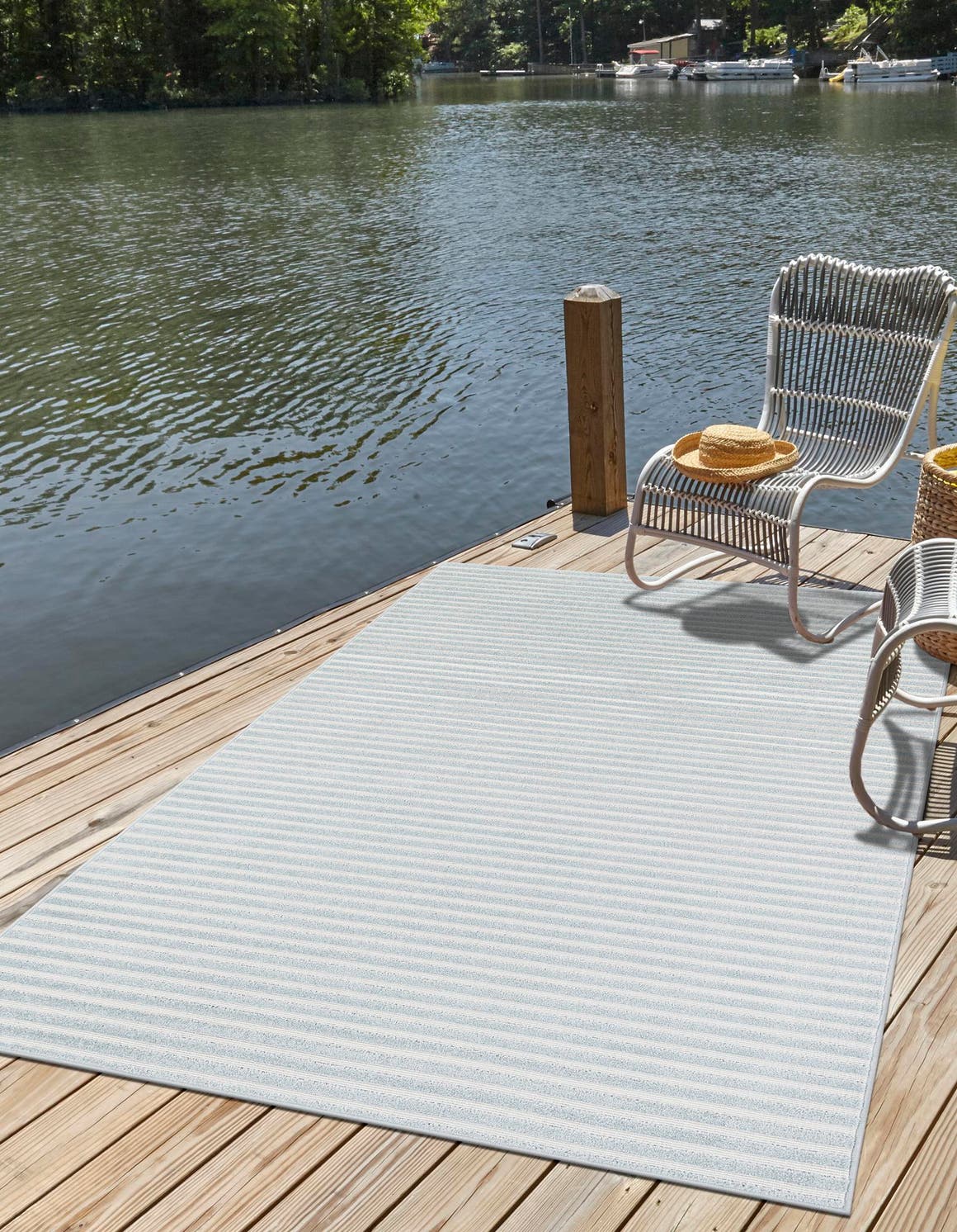 Light Blue 8' x 10' Sabrina Soto Outdoor Rectangle Area Rug Weather Resistant for Patio, Deck, Terrace, Balcony, Porch Durable Carpet for Exterior Home Design for Sale at Rug Engine