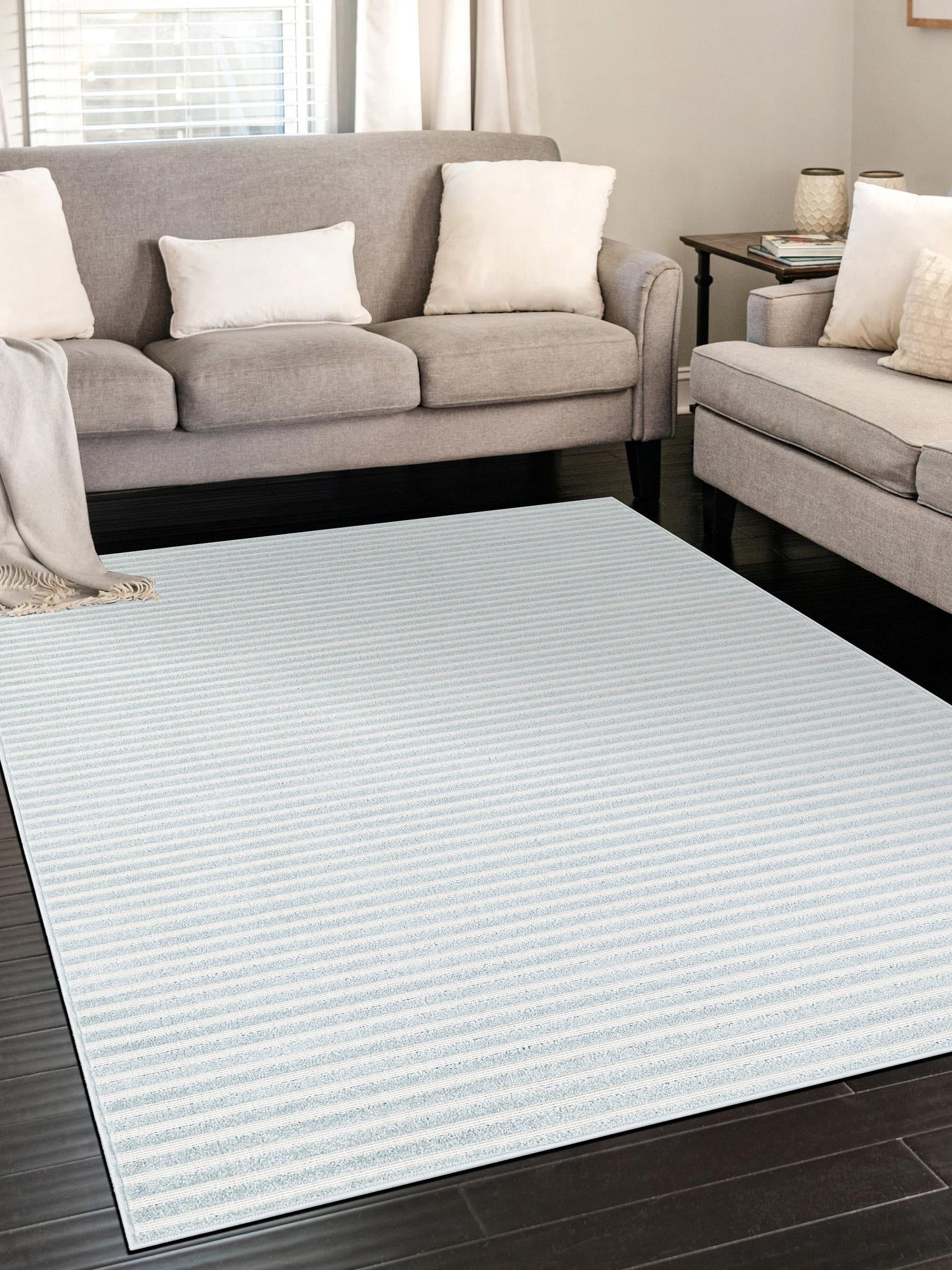 Light Blue 8' x 10' Sabrina Soto Outdoor Rectangle Area Rug Weather Resistant for Patio, Deck, Terrace, Balcony, Porch Durable Carpet for Exterior Home Design for Sale at Rug Engine