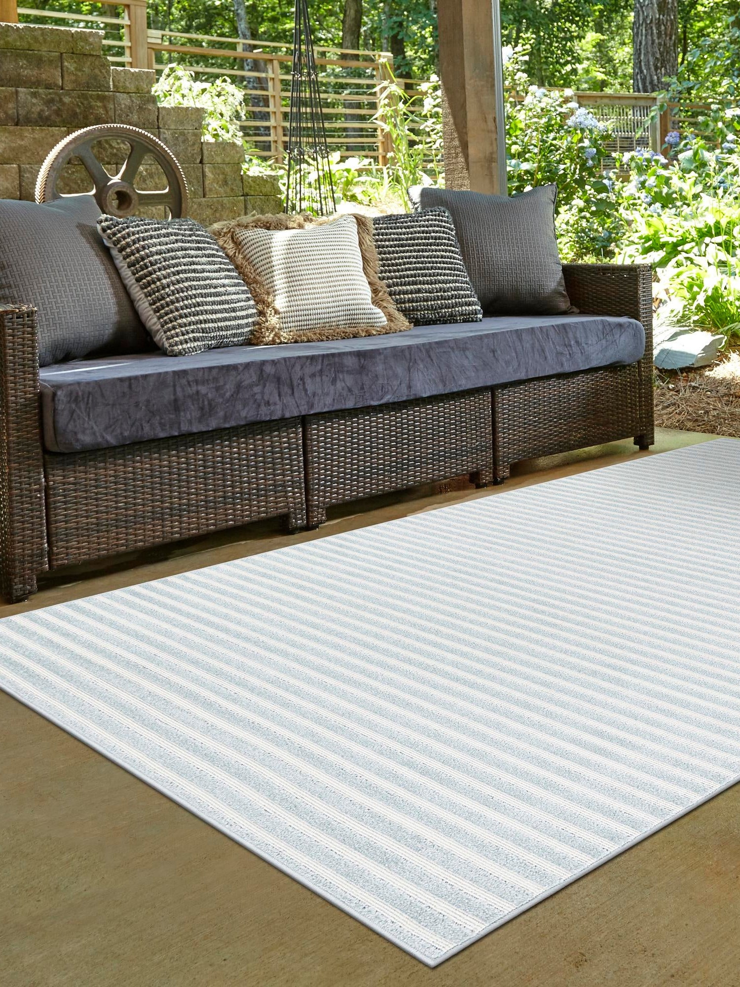 Light Blue 9' x 12' Sabrina Soto Outdoor Rectangle Area Rug Weather Resistant for Patio, Deck, Terrace, Balcony, Porch Durable Carpet for Exterior Home Design for Sale at Rug Engine