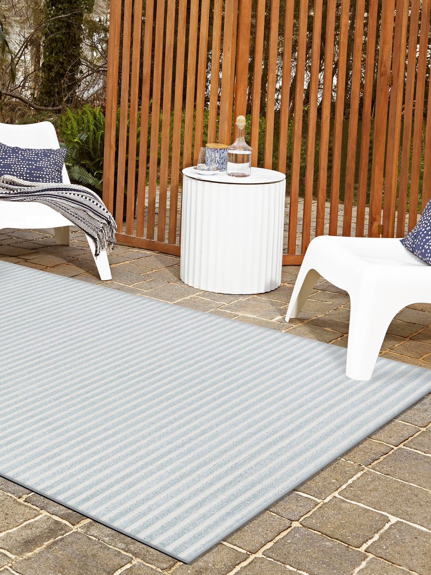 Light Blue 8' x 10' Sabrina Soto Outdoor Rectangle Area Rug Weather Resistant for Patio, Deck, Terrace, Balcony, Porch Durable Carpet for Exterior Home Design for Sale at Rug Engine