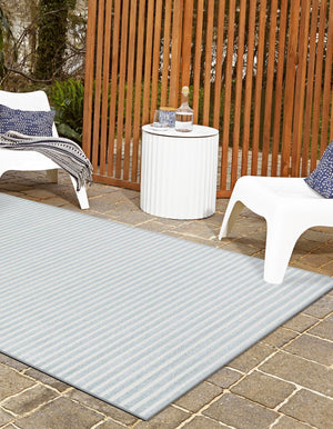 Light Blue 8' x 10' Sabrina Soto Outdoor Rectangle Area Rug Weather Resistant for Patio, Deck, Terrace, Balcony, Porch Durable Carpet for Exterior Home Design for Sale at Rug Engine