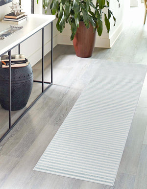 Light Blue 2' 7 x 12' Sabrina Soto Outdoor Runner Area Rug Weather Resistant for Patio, Deck, Terrace, Balcony, Porch Durable Carpet for Exterior Home Design for Sale at Rug Engine