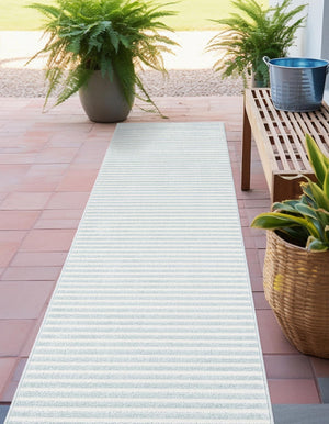 Light Blue 2' 7 x 12' Sabrina Soto Outdoor Runner Area Rug Weather Resistant for Patio, Deck, Terrace, Balcony, Porch Durable Carpet for Exterior Home Design for Sale at Rug Engine
