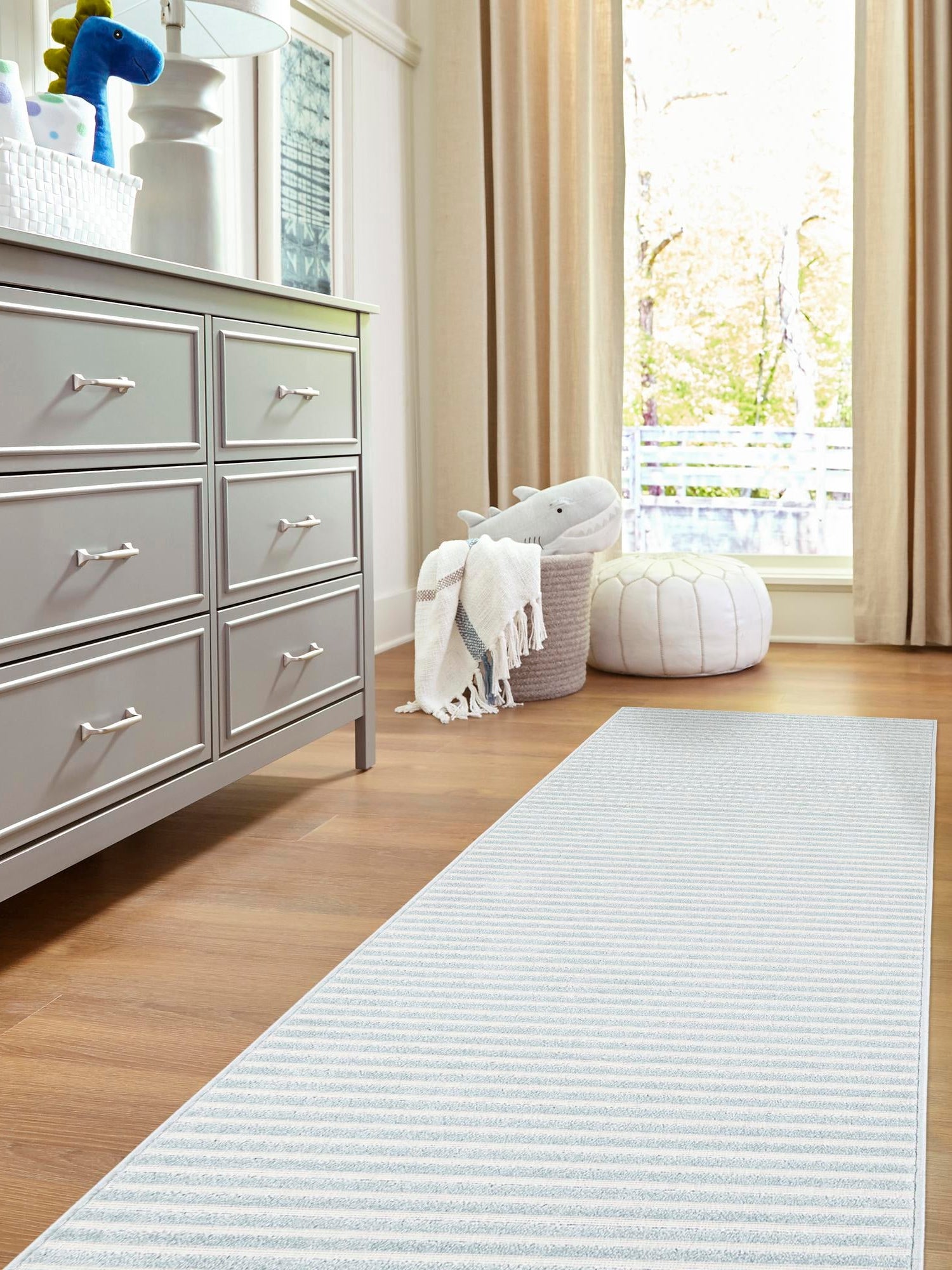 Light Blue 2' 7 x 12' Sabrina Soto Outdoor Runner Area Rug Weather Resistant for Patio, Deck, Terrace, Balcony, Porch Durable Carpet for Exterior Home Design for Sale at Rug Engine
