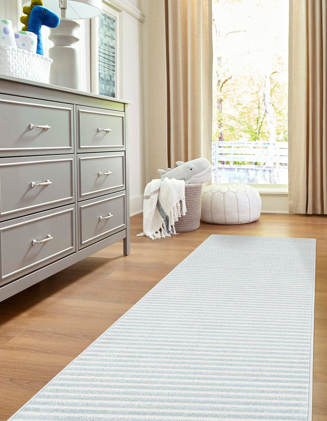 Light Blue 2' 7 x 12' Sabrina Soto Outdoor Runner Area Rug Weather Resistant for Patio, Deck, Terrace, Balcony, Porch Durable Carpet for Exterior Home Design for Sale at Rug Engine
