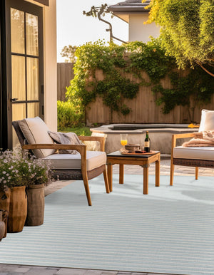 Light Blue 8' x 8' Sabrina Soto Outdoor Square Area Rug Weather Resistant for Patio, Deck, Terrace, Balcony, Porch Durable Carpet for Exterior Home Design for Sale at Rug Engine