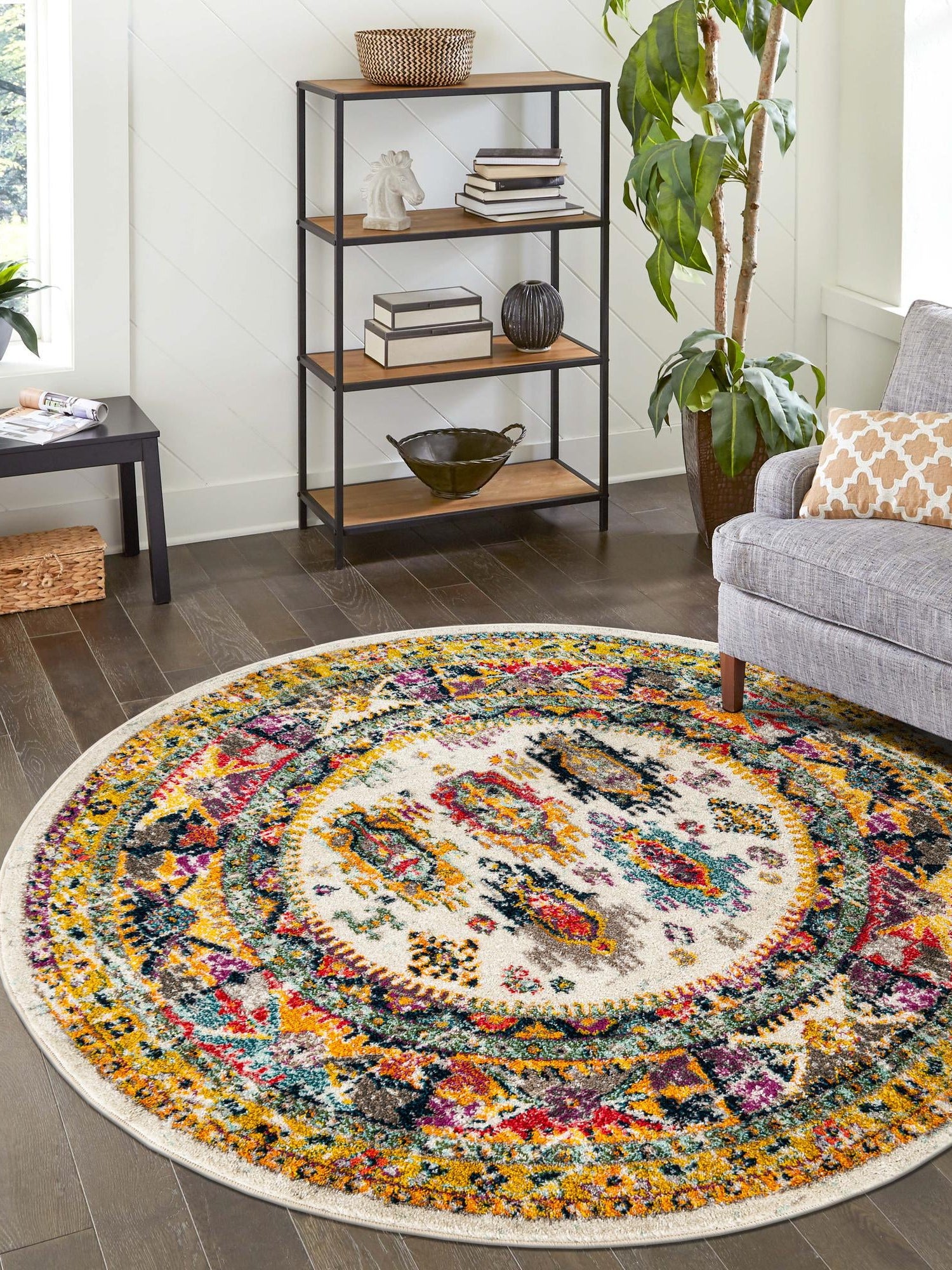 Ivory 3' 1 x 3' 1 Penrose Round Area Rug