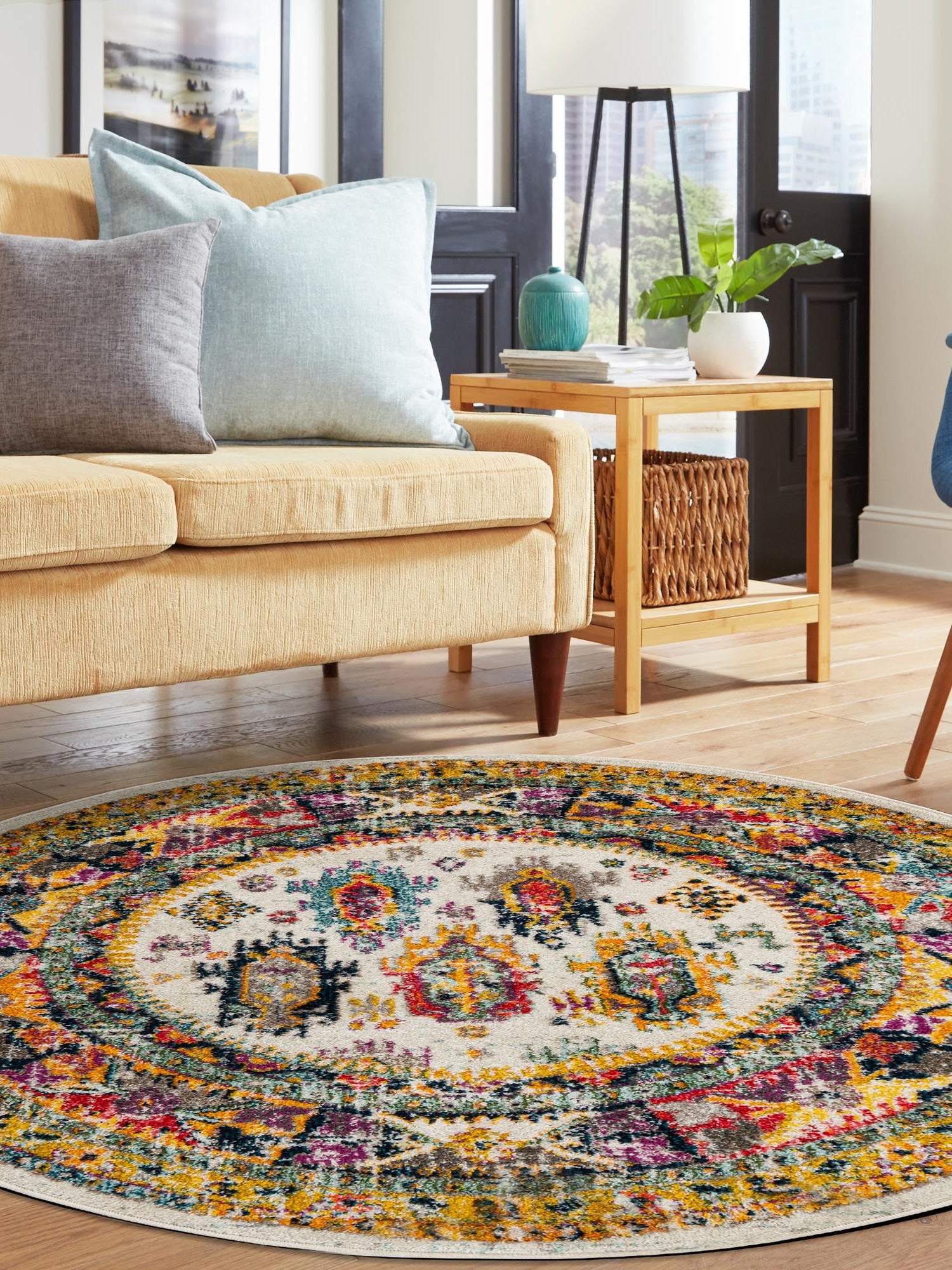 Ivory 3' 1 x 3' 1 Penrose Round Area Rug