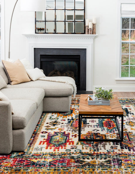 Ivory 7' 10 x 10' Penrose Rectangle Area Rug Classic Durable Stain Resistant Easy Clean Carpet for Traditional Indoor Home Decor for Sale at Rug Engine