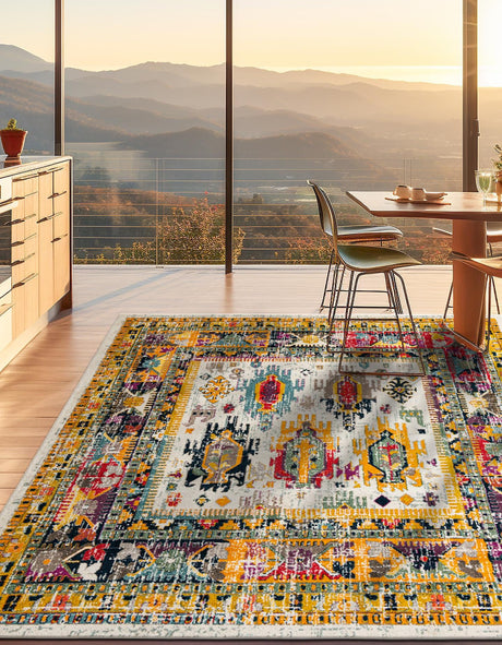 Ivory 7' 10 x 7' 10 Penrose Square Area Rug Classic Durable Stain Resistant Easy Clean Carpet for Traditional Indoor Home Decor for Sale at Rug Engine