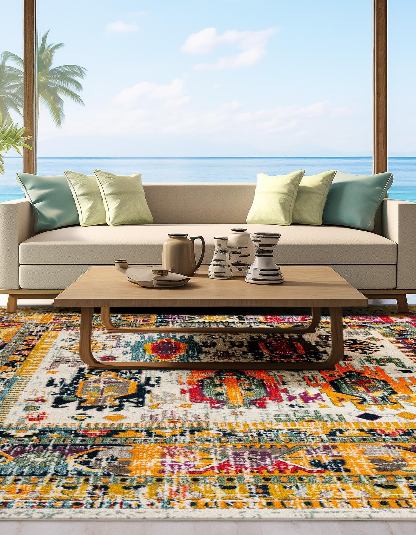 Ivory 7' 10 x 7' 10 Penrose Square Area Rug