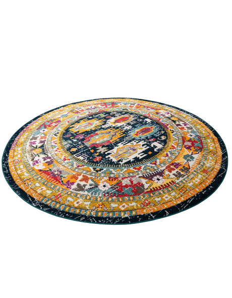 Navy Blue 10' x 10' Penrose Round Area Rug Classic Durable Stain Resistant Easy Clean Carpet for Traditional Indoor Home Decor for Sale at Rug Engine