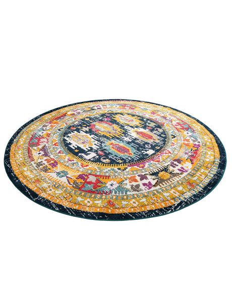 Navy Blue 10' x 10' Penrose Round Area Rug Classic Durable Stain Resistant Easy Clean Carpet for Traditional Indoor Home Decor for Sale at Rug Engine