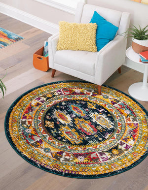 Navy Blue 7' 10 x 7' 10 Penrose Round Area Rug