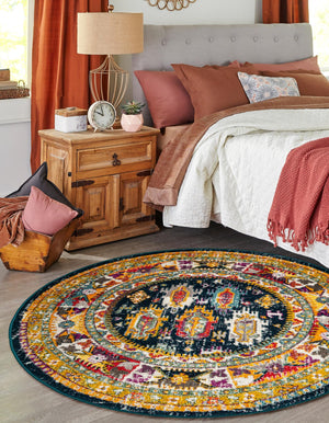 Navy Blue 7' 10 x 7' 10 Penrose Round Area Rug