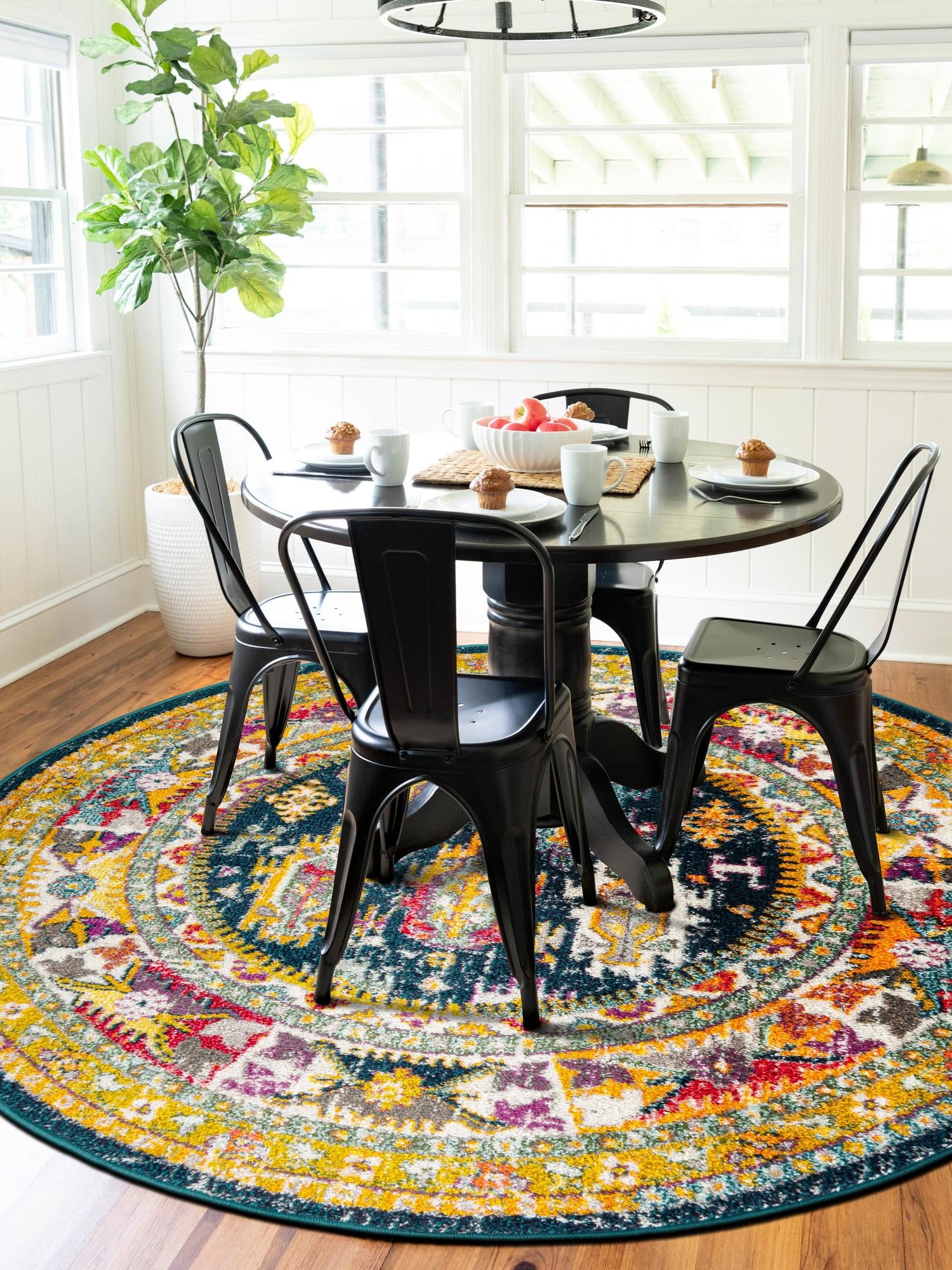 Navy Blue 5' 3 x 5' 3 Penrose Round Area Rug