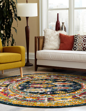Navy Blue 7' 10 x 7' 10 Penrose Round Area Rug