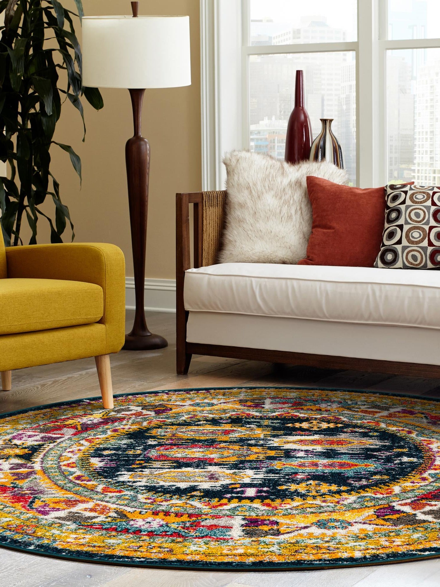 Navy Blue 3' 1 x 3' 1 Penrose Round Area Rug