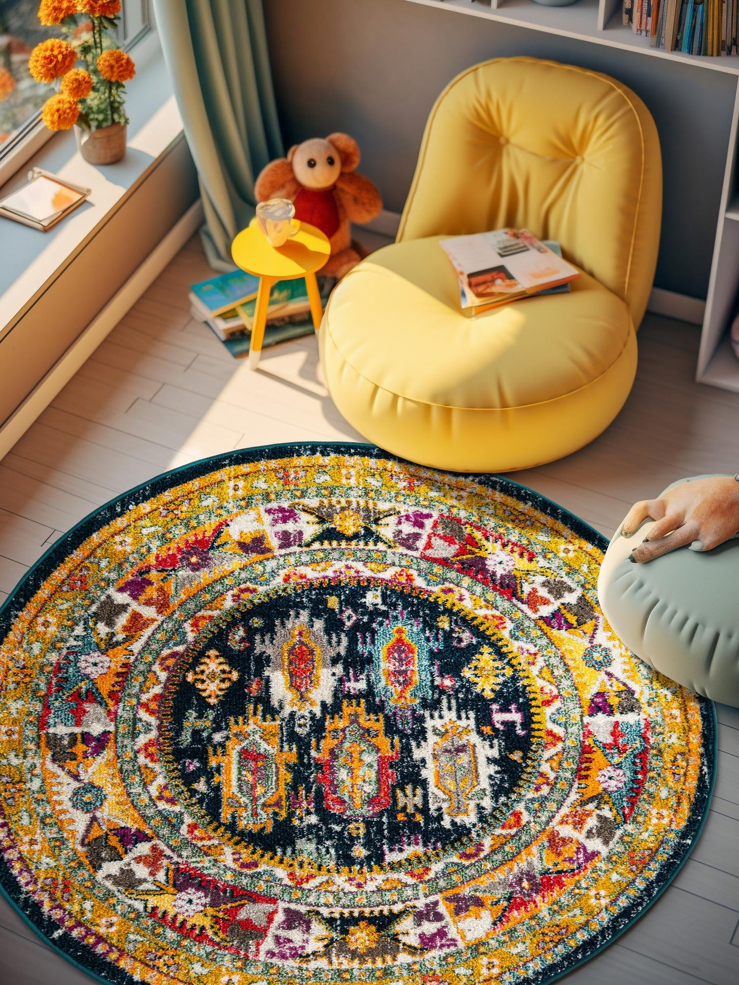 Navy Blue 3' 1 x 3' 1 Penrose Round Area Rug