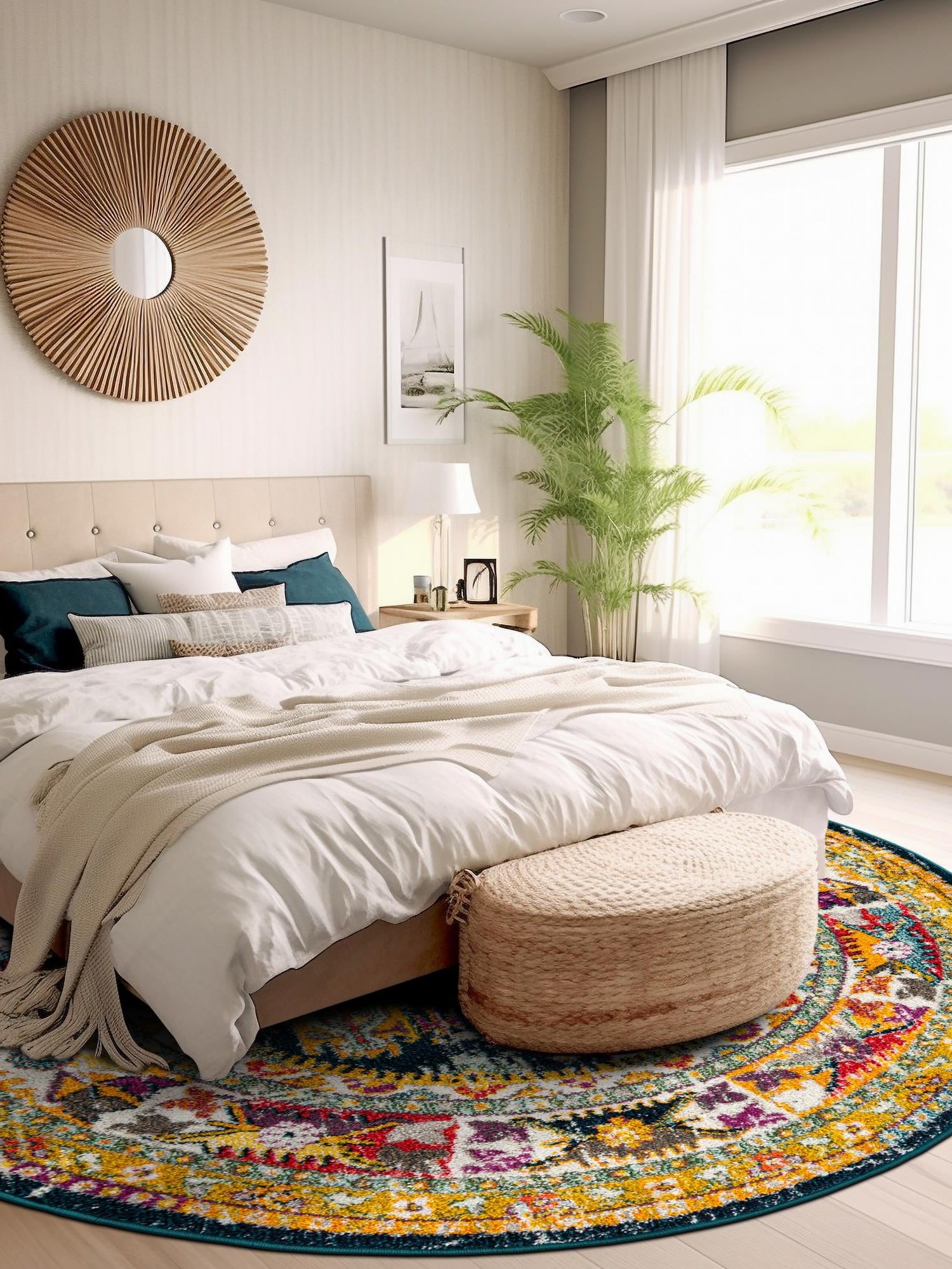 Navy Blue 3' 1 x 3' 1 Penrose Round Area Rug