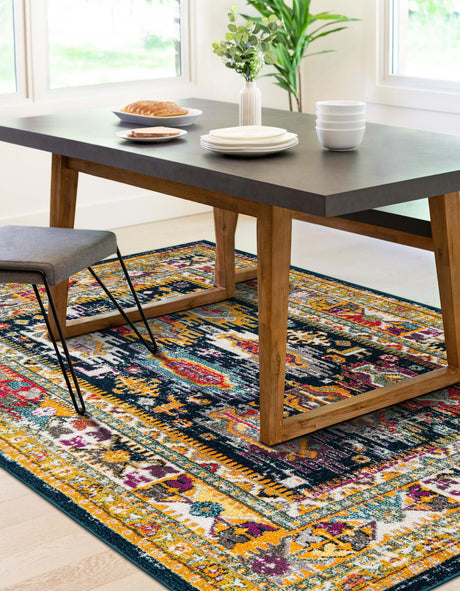 Navy Blue 5' 3 x 8' Penrose Rectangle Area Rug Classic Durable Stain Resistant Easy Clean Carpet for Traditional Indoor Home Decor for Sale at Rug Engine